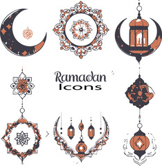 Ramadan Icons Vector Illustration 