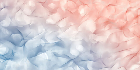 Fototapeta premium A seamless abstract background with softly blurred waves and glowing bokeh in pastel peach fuzz and chambray blue, creating a magical atmosphere.