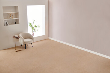 Empty room interior space background mock-up empty, sunlight, and shadows room walls, room with sunlight and wooden blank parquet floor.
