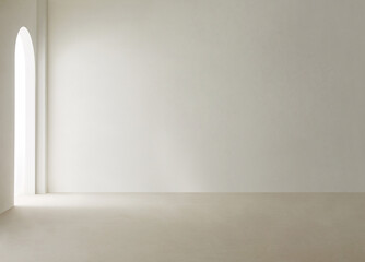 Empty room interior space background mock-up empty, sunlight, and shadows room walls, room with sunlight and wooden blank parquet floor.