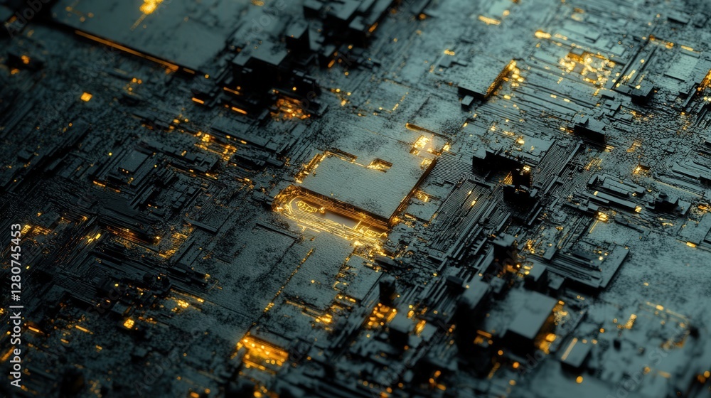 Poster microchip, designed with unbreakable encryption, ensuring absolute security against cyber threats an