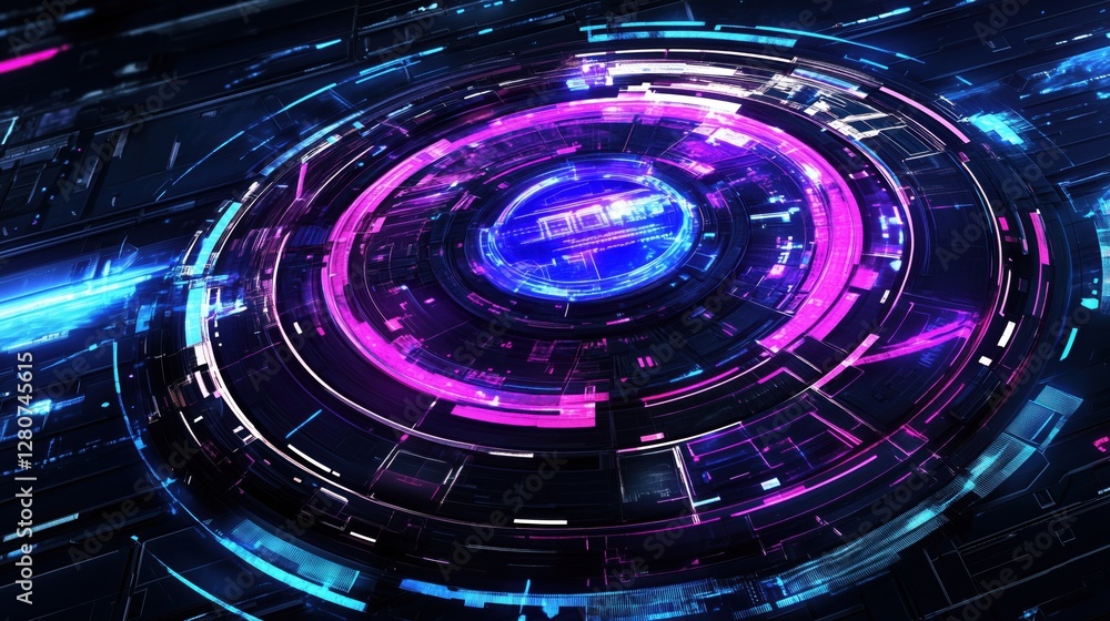 Poster high tech login background for a modern saas application featuring an abstract design with vibrant c