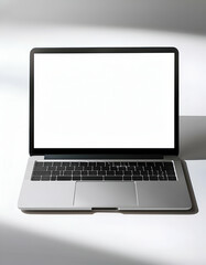 laptop with white screen isolated on white background