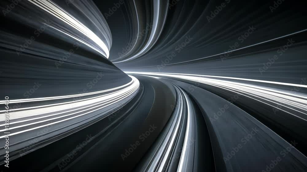 Poster abstract digital flow with bright lines and dark background