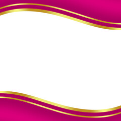 Pink gold luxury curve wavy frame as cover decoration isolated on white background	