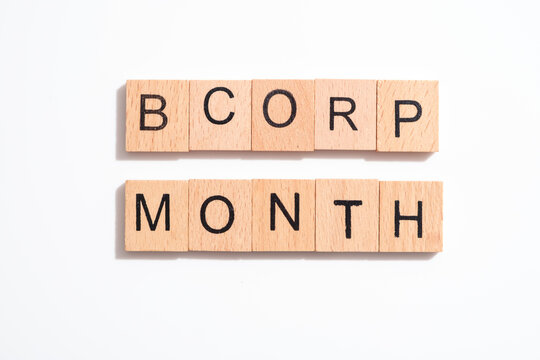 BCorp Month in wooden tiles