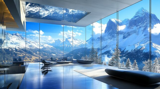 Modern Office Panoramic Views Glass Window Design
