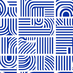 Blue and white tile geometric shapes pattern