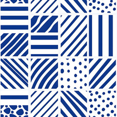 Fototapeta premium Blue and white tile geometric shapes pattern