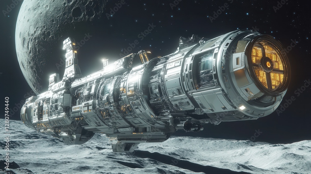 Poster spacecraft designed for colonizing moons, with modules that can be easily detached to establish infr