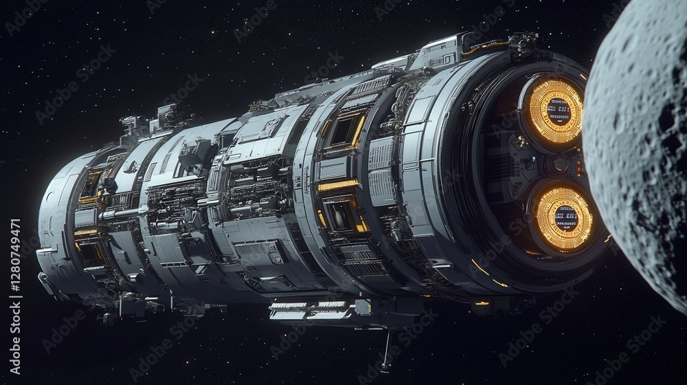 Poster spacecraft designed for colonizing moons, with modules that can be easily detached to establish infr