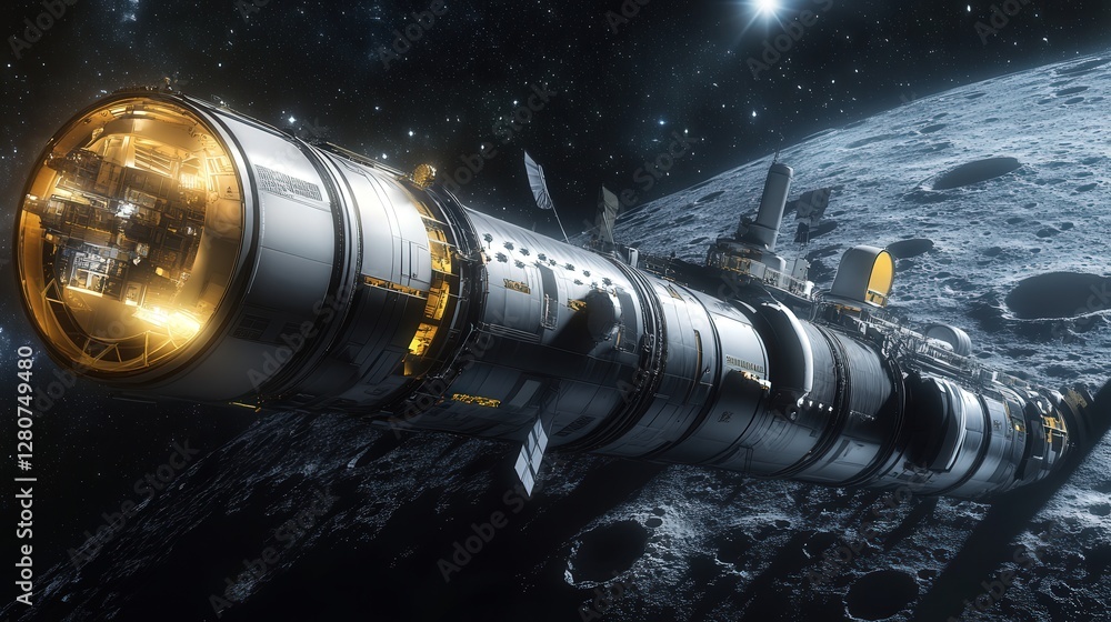 Poster spacecraft designed for colonizing moons, with modules that can be easily detached to establish infr