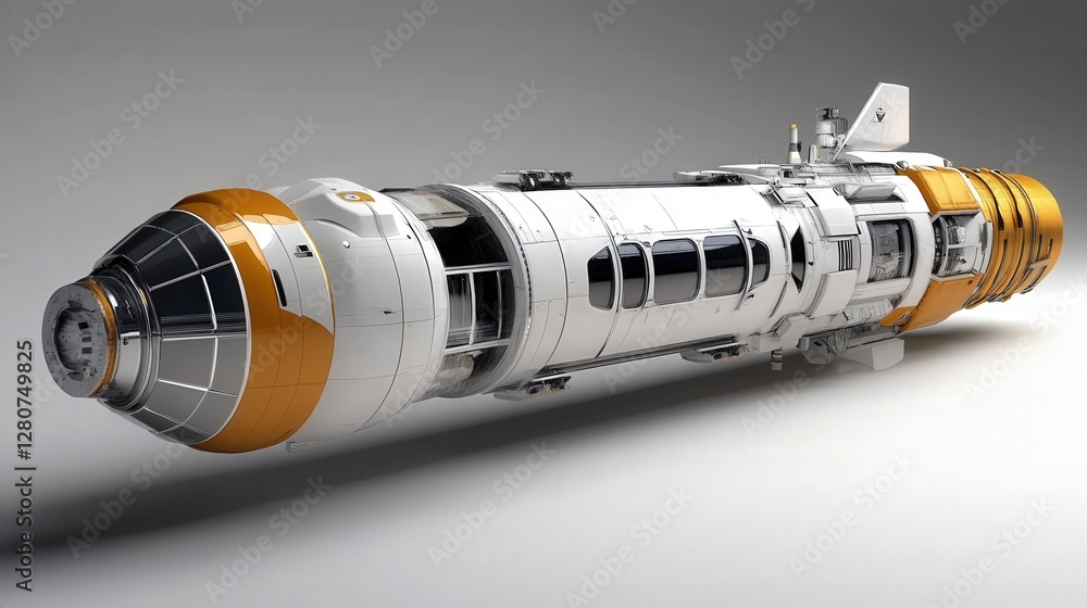 Poster scrapaceft designed for high-speed interplanetary travel, capable of reaching distant planets within