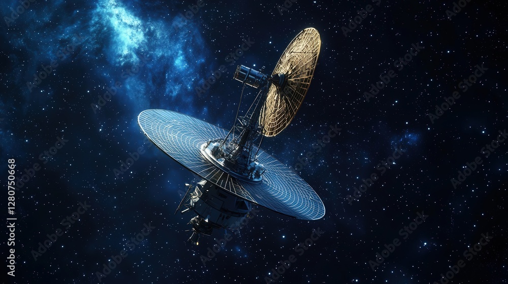 Poster spacecraft that can act as a deep-space communication relay, with an advanced antenna system capable