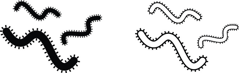 Virus and bacteria icon set. Vector collection isolated poster for healthcare education. Pathogenic bacteria viruses and microbes. Disease-causing Colorful bacterium type microorganism infection.