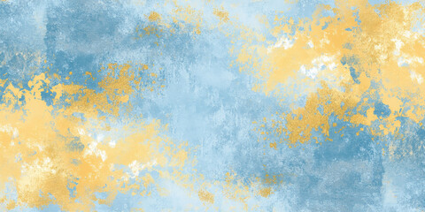 A non-seamless luxury metallic abstract texture in pastel chambray blue and sunshine yellow, with golden foil highlights for a modern touch.