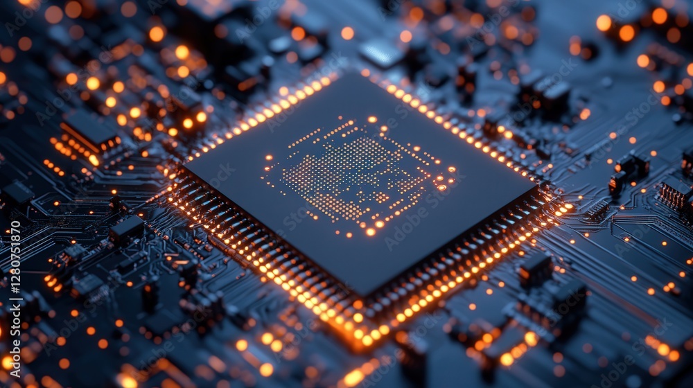 Poster nanotech-enhanced microchip, reducing size while exponentially increasing processing power.
