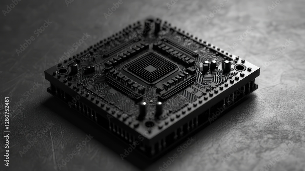 Poster ai microchip, ultra-efficient, self-learning, and capable of real-time adaptation. its intricate cir