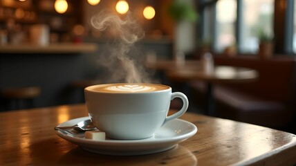 Warm Latte with Heart Design