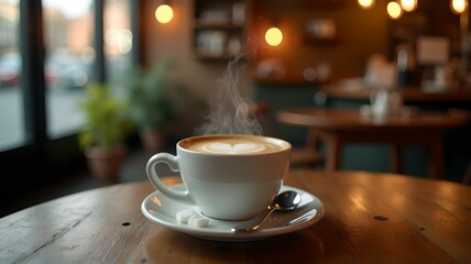 Warm Latte with Heart Design