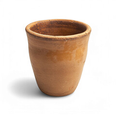 Rustic clay pot with simple design on transparent background, vintage earthenware art piece