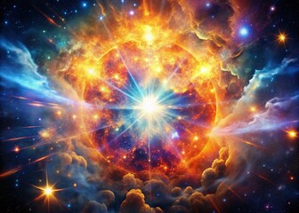 Cosmic Explosion: Supernova in a Distant Nebula Galaxy - High-Resolution Space Background