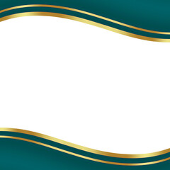 Coral green gold luxury curve wavy frame as cover decoration isolated on white background	