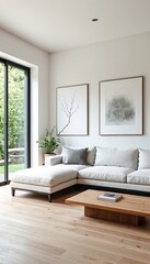 Fototapeta premium A split-screen photo of two different rooms in a modern home.