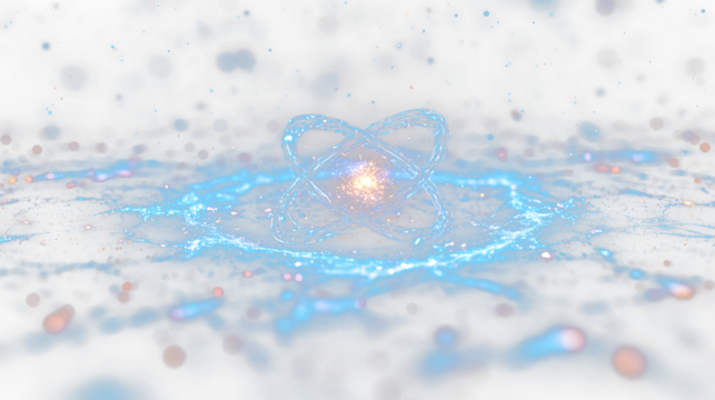 a blue and black background with a glowing sphere