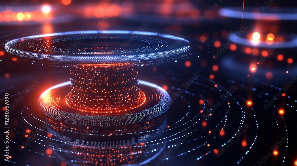 Aufkleber quantum teleportation microchip, instantly transferring data across vast distances without delay.