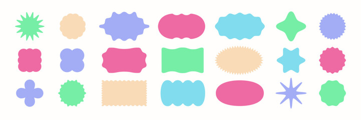 Set of Wavy Frames on white background. Edge boxes tag. Geometric groovy shapes