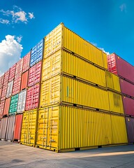Fototapeta premium Cargo shipping containers at a port for freight and logistics