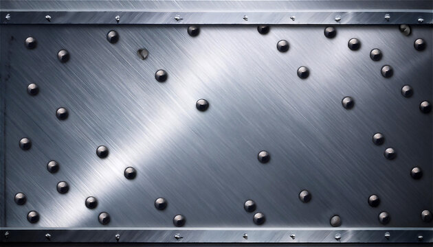brushed stainless steel plate sheet with rivets texture background