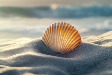 A cluster of shells found on a sandy beach near the ocean