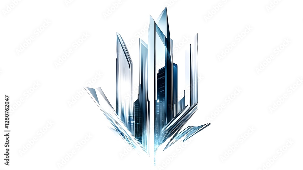 Poster abstract crystal structures, modern geometric design elements, futuristic and conceptual digital ren