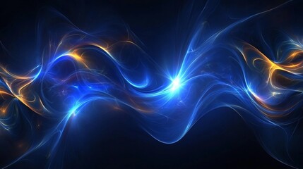 Obraz premium Glowing Blue Wave Abstract Art 1