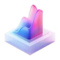 3d growth graph icon holographic gradient effect on isolated transparent background