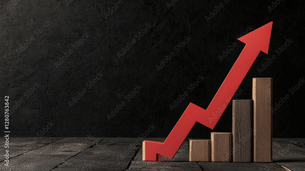 Poster increasing graph showing growth and progress on dark background