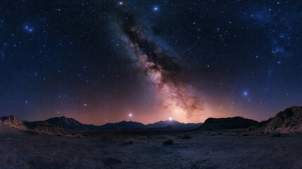 sci-fi inspired night sky photograph, featuring a rare celestial alignment of planets.