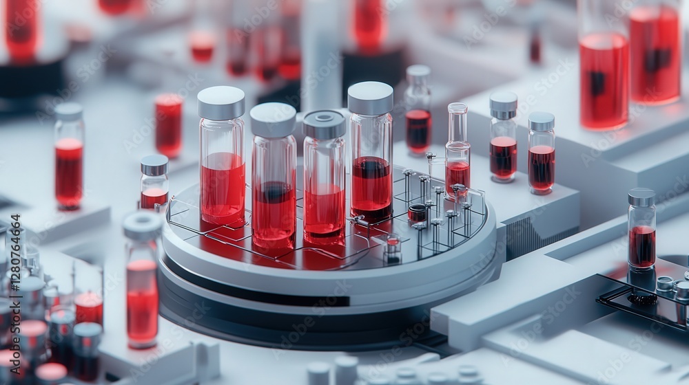 Poster automated system for testing blood samples in clinics. explain its efficiency in processing and anal