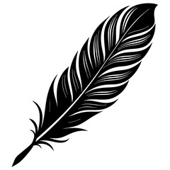 Obraz premium Black Feather Silhouette Vector Icon Crisp & Detailed.