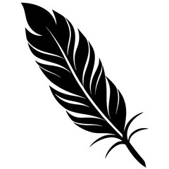 Obraz premium Black Feather Silhouette Vector Icon Crisp & Detailed.
