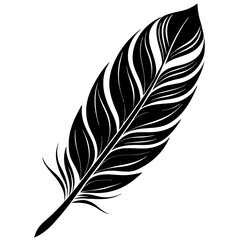 Obraz premium Feather Silhouette Vector Icon White Background.
