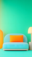 3D interior minimalist style background, modern interior room 3D rendering design style illustration