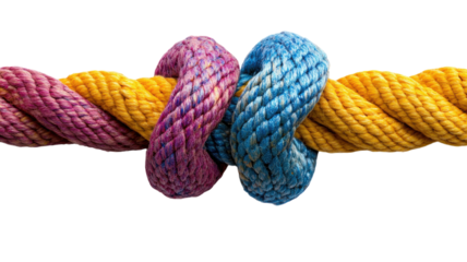 Vibrant colors intertwine in a beautifully knotted rope design during daytime