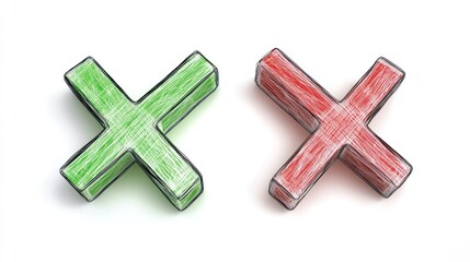 Obraz premium Green Checkmark and Red Cross: Choice Symbols