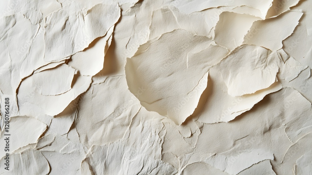 Poster abstract crumpled paper texture background with torn and wrinkled edges for design and creative proj
