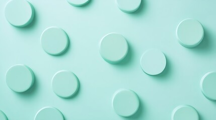 Pastel Green Cylinders Arranged on a Smooth Surface