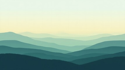 Serene layers of mountains under a pale sky