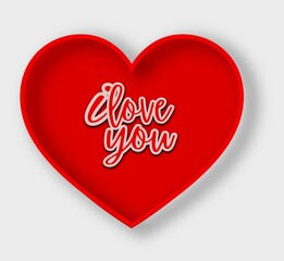 Red Heart Design with Elegant 'Love You' Text for Romantic Expressions